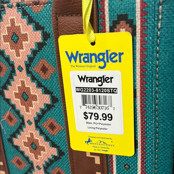 WRANGLER SOUTHWESTERN PRINT TOTE + CROSSBODY BAG - Turquoise - Picture 2 of 11